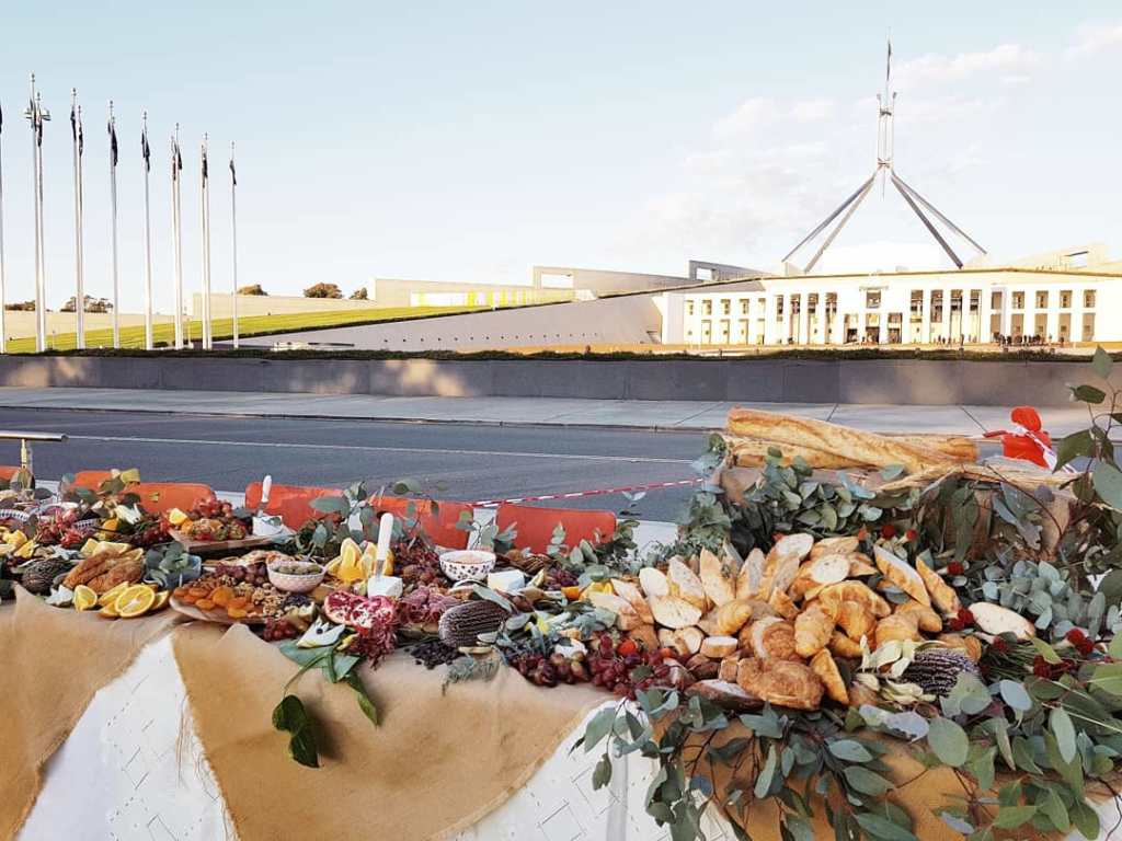 Close up of the table of plenty in front of Parliament House