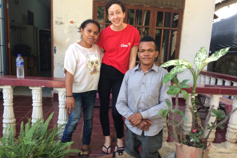 Liz, one of CBM Australia’s Technical Advisors with Silvia and Abilio from National DPO in Timor
