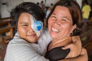 Joanna after her cataract surgery 3 years ago, with her mother Frenil