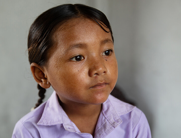 Aashika in her school uniform