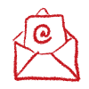 An envelope with an @ sign - a symbol of email and other communications