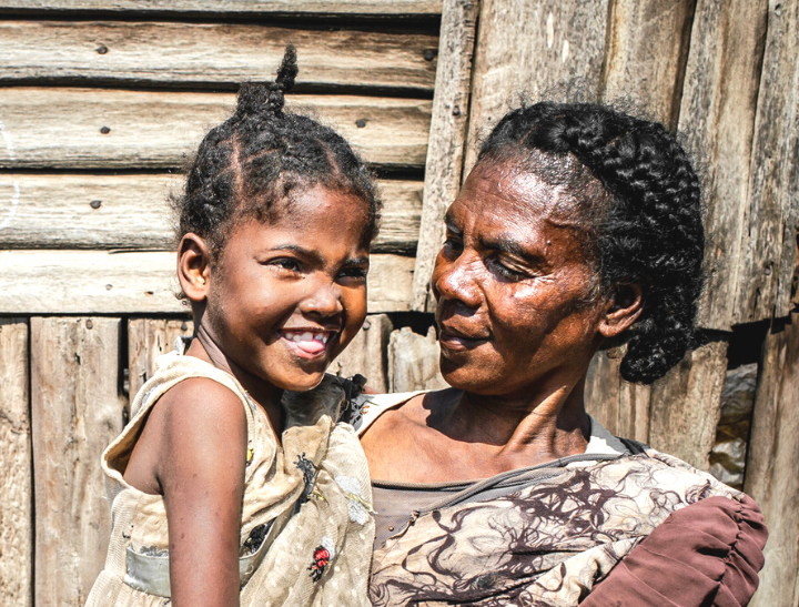 Nine year old Liasoa with her grandmother in Madagascar