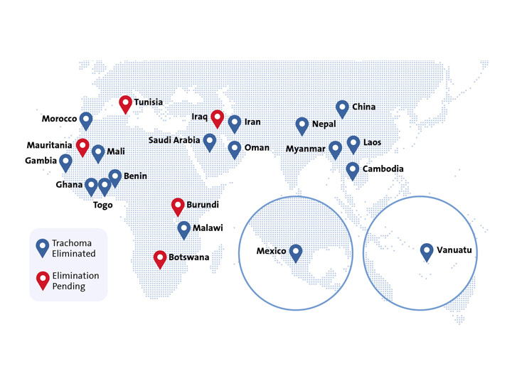 Map of regions effected by Trachoma