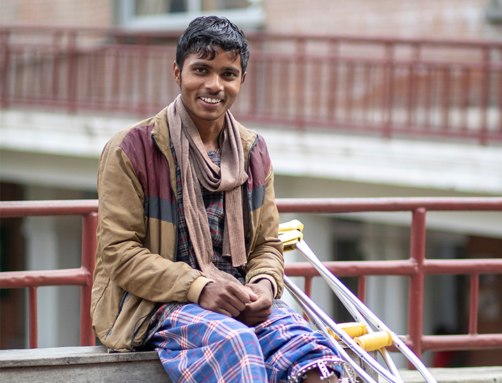 A boy smiling