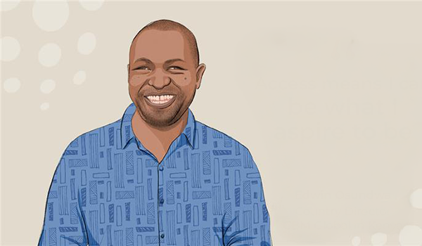 An illustration of disability advocate Edwin Osundwa